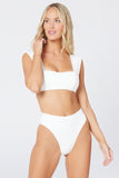 White Textured Gingham High Waist Bikini LC433265-1