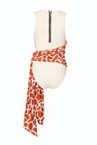 White Contrast Waist Tie Sleeveless High Cut One-piece Swimwear LC443023-1