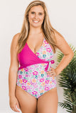 Rose Wrap Floral One-Piece Swimsuit PL44017-6