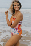Pink One-shoulder Print Cut out One-piece Swimwear LC443033-10