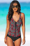 Rose Floral/Dotted Print Ruffles One-piece Swimsuit LC44839-106