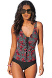 Rose Floral/Dotted Print Ruffles One-piece Swimsuit LC44839-106