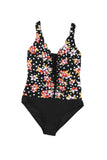 Multicolor Floral/Dotted Print Ruffles One-piece Swimsuit LC44839-22