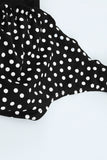 Black Floral/Dotted Print Ruffles One-piece Swimsuit LC44839-2