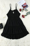 Black White/Black/Red/Yellow/Pink Spaghetti Straps V Neck Lace Bodice Ruffled Mini Dress LC225156-2