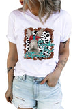 White Bunny Letter Cow Print Short Sleeve T-shirt LC25214617-1