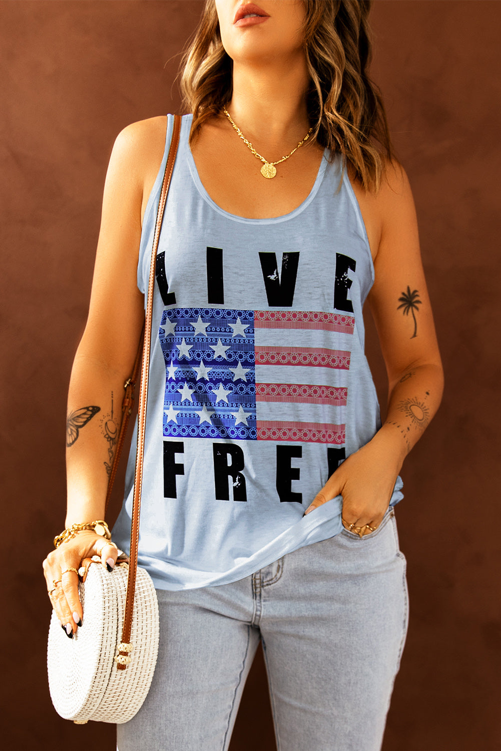 LIVE FREE Graphic Workout Tank Tops Womens