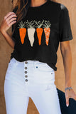 Black Casual Carrot Print Easter Day Short Sleeve T-Shirt Top LC25214645-2