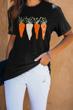T-shirt casual a maniche corte per il giorno di Pasqua con stampa di carote