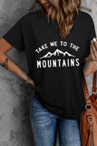 TAKE ME TO THE MOUNTAINS T-shirt grafica nera a maniche corte