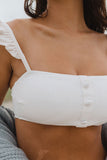 White Ruffled Bandeau Bikini Set LC433303-1