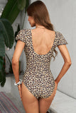 Leopard Leopard Print Low-Cut Open Back Detachable Belt One-Piece Swimsuit LC442724-20