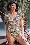 Leopard Leopard Print Low-Cut Open Back Detachable Belt One-Piece Swimsuit LC442724-20