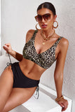 Black Leopard Print Criss Cross High Waist Bikini Set LC432337-2