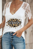Brilliant White Casual Lace Contrast Mama Letter Print Graphic T-Shirt  LC25214713-1