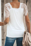 Brilliant White Casual Lace Contrast Mama Letter Print Graphic T-Shirt  LC25214713-1