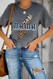 Gray Casual Mama Letter Leopard Print Graphic T-Shirt  LC25214714-11