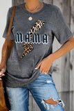 Dark Gray Mama Leopard Print Graphic T-Shirt