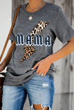Gray Casual Mama Letter Leopard Print Graphic T-Shirt  LC25214714-11