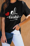 Black Casual Easter Day Letter Print T-Shirt Top LC25214717-2