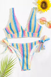 Multicolor Gradient Tie-dye Smocked Bikini Swimsuit LC433310-22