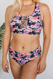 Oversized Crisscross Floral Print Bikini Swimwear