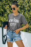 Gray Letter Print Casual Tee