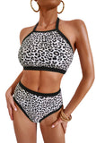 Leopard Leopard/Zebra Print Sleeveless Halter Neck Bikini Swimwear LC433013-20