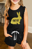 Toddler Girls Easter Rabbit Print Tank Top And Shorts Pajama Set