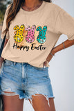 Casual Easter Day Animal Leopard Letter Print Graphic Tee