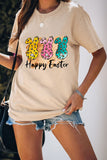 T-shirt grafica con stampa di lettere animalier giorno di Pasqua casual