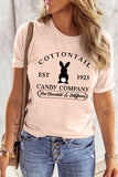 Maglietta casual da donna con stampa di coniglio con lettera COTTONTAIL