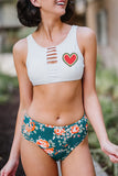 Watermelon Heart Floral Cut-out Sleeveless Bikini