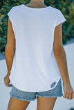 White Mothers Day Graphic Ripped Cap Sleeve Flowy T-shirt