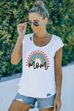 White Mothers Day Graphic Ripped Cap Sleeve Flowy T-shirt