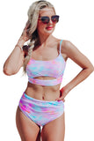 Multicolor Cut out Tie-dye Bikini Set LC433343-22