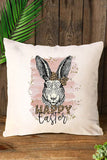 BH05046-15, Beige Happy Easter Leopard Rabbit Print Pillow Cover