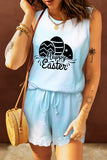 Happy Easter Eggs Graphic Tank and Shorts Loungewear
