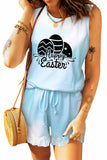 Blue Happy Easter Eggs Graphic Tank and Shorts Loungewear