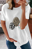 White Easter Eggs Print Loose Graphic Tee