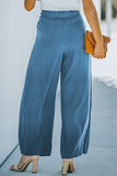 Blue Tie Waist Wide Leg Pants for Ladies LC7711019