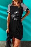 Black Make A Wish with Dantelions Twist T Shirt Dress LC6110141-2