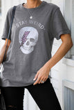 Gray Casual Skeleton Letter Print Graphic Tee LC25215528-11