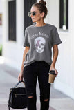 Gray Casual Skeleton Letter Print Graphic Tee LC25215528-11