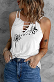 White Ladder Hollow-out Floral Butterfly Print Tank LC2566119-1