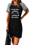 Black I Want Abs Funny Food Lover Graphic T Shirt Dress LC6110216-2