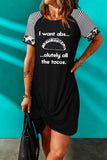 Black Striped Taco Lover Graphic T Shirt Dress