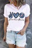 Peace Love Flowers Short Sleeve Graphic T-shirt