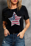 Maglietta nera con stella marina con bandiera americana