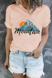 Mountain Graphic Pink Short Sleeve T Shirt for Women